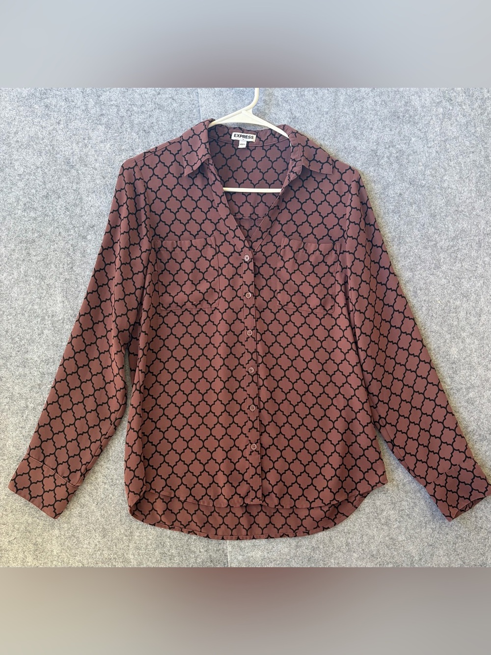 Express Women’s Brown Geometric Button-Down Shirt